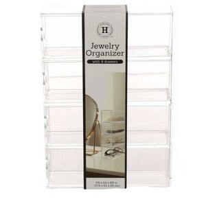 Heritage Living 4 Drawer Clear Acrylic Jewelry Organizer NWT
